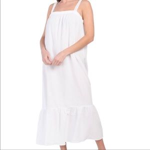 SOLD NWT Magaschoni White Cotton Gauzy Crocheted Strap Tiered Maxi Coverup